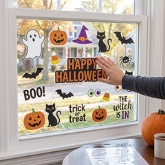 Glitter Halloween Friends Vinyl Window Decorations