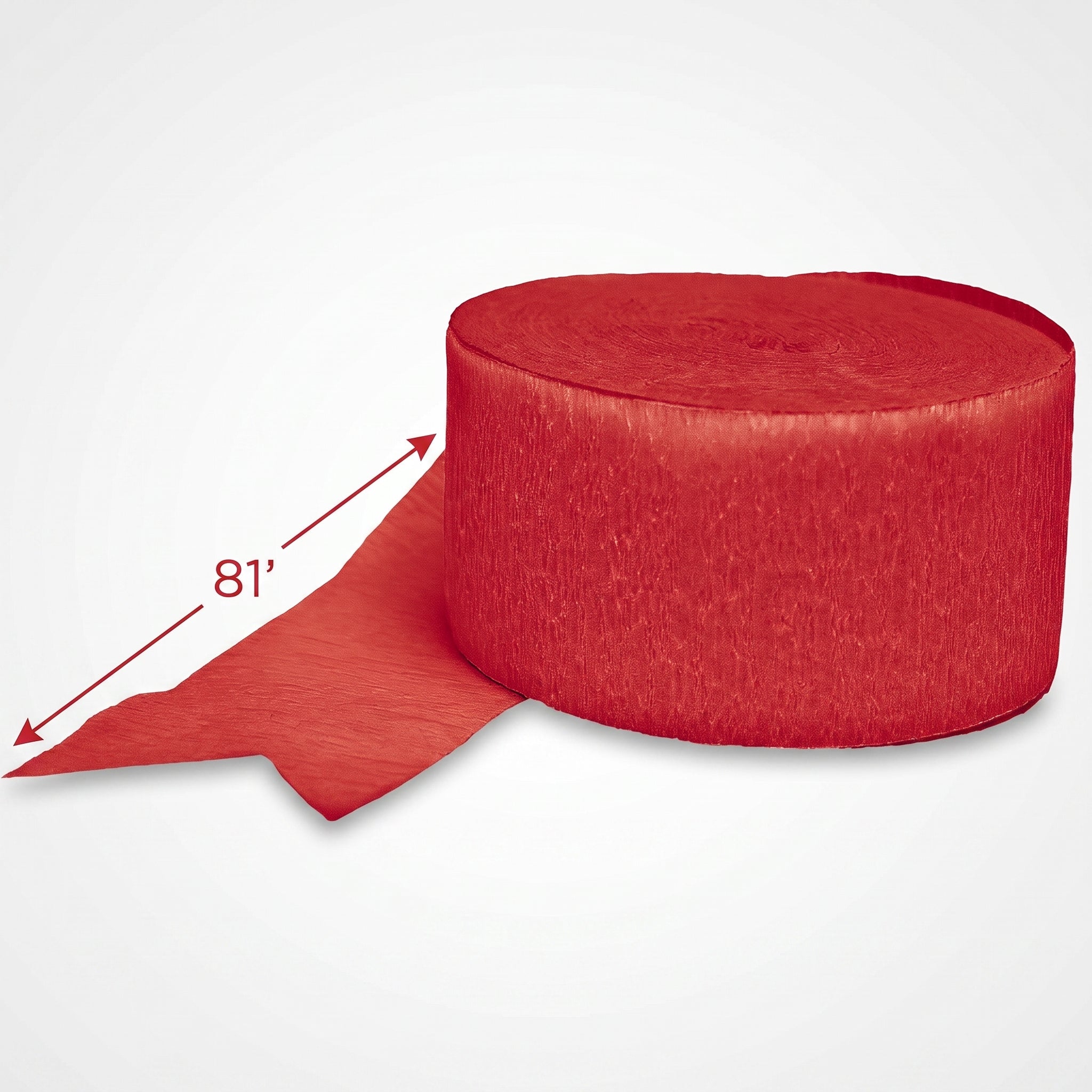 Vibrant Red Crepe Streamer - 81 ft.