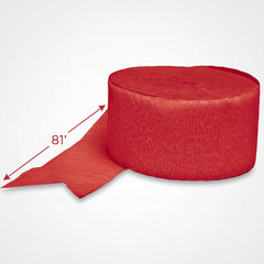 Vibrant Red Crepe Streamer - 81 ft.