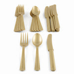 Elegant Gold Assorted Plastic Cutlery Set - 24 Pack