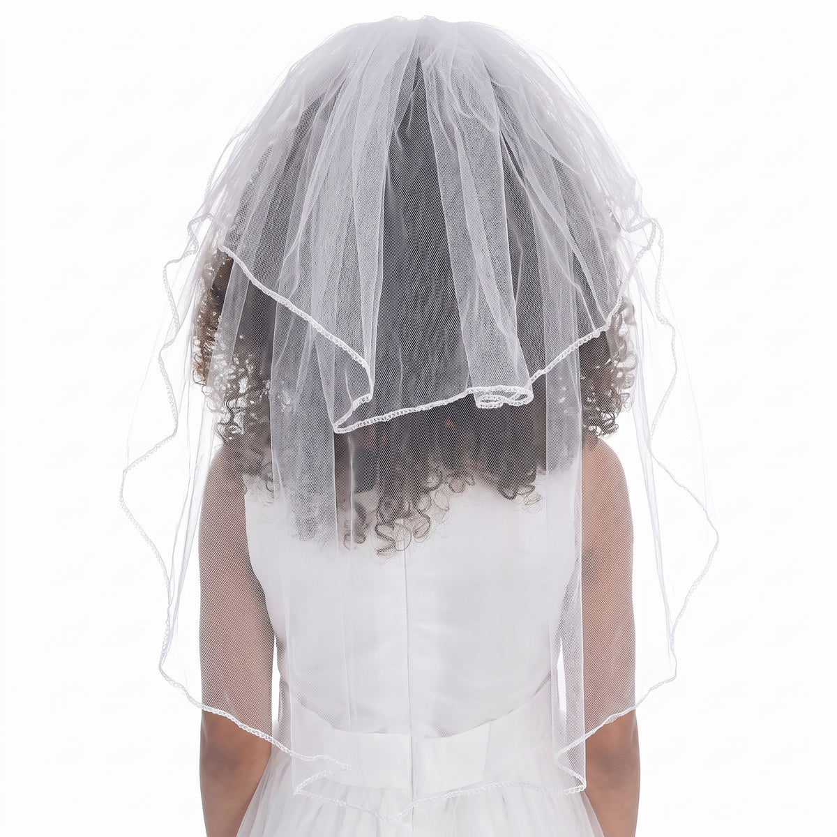 White Double Layer Tulle Veil for Kids - Perfect for Weddings and Special Events