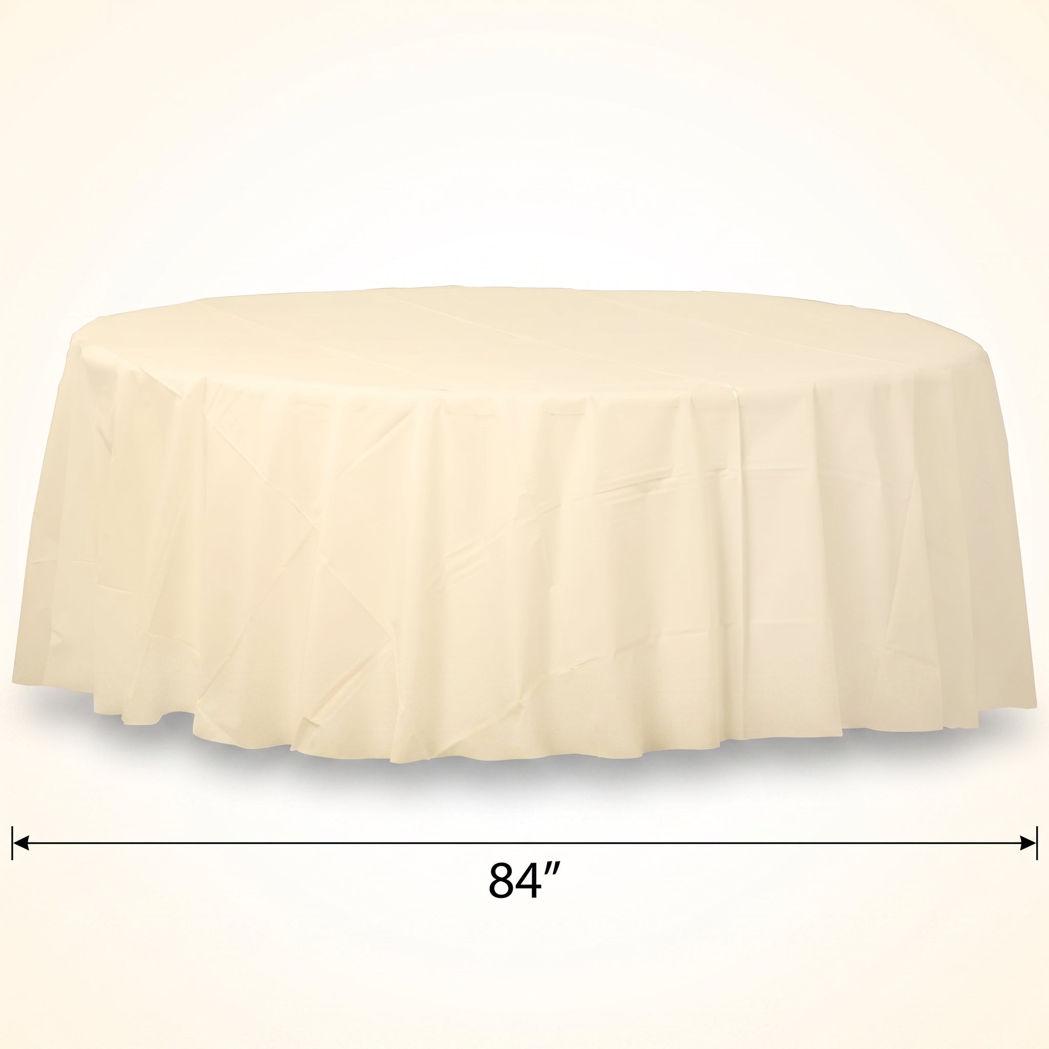 Vanilla Creme Round Flannel Back Table Cover - 84 Inch