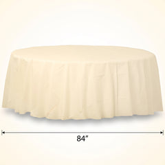 Vanilla Creme Round Flannel Back Table Cover - 84 Inch