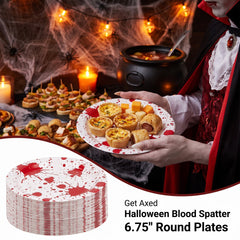 Get Axed Halloween Blood Spatter 6.75" Round Plates