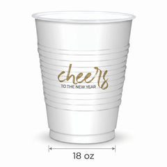 "Cheers To The New Year" 16oz Plastic Tumblers - 25 Pack