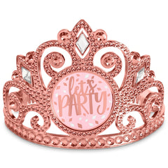 Blush Birthday "Let's Party" Tiara with Faux Gems