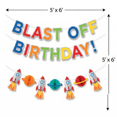 Blast Off Birthday Banner Kit for Baby's First Birthday