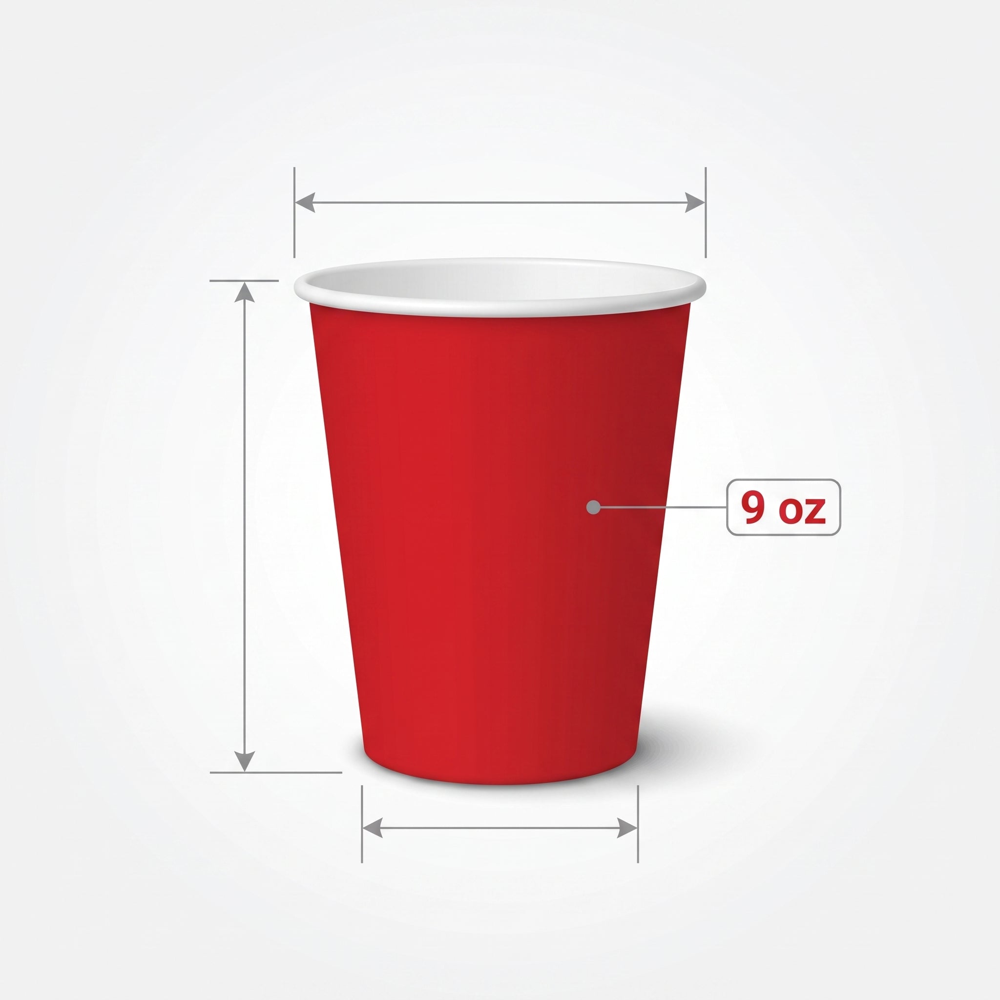 Vibrant Red 9oz Paper Cups - Value Pack
