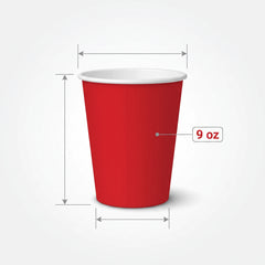 Vibrant Red 9oz Paper Cups - Value Pack