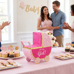 Mini Pink Baby Carriage Piñata Decoration