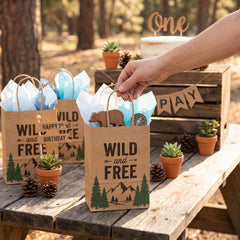 Wilderness Adventure Paper Kraft Loot Bags - 8 Pack for Baby's First Birthday