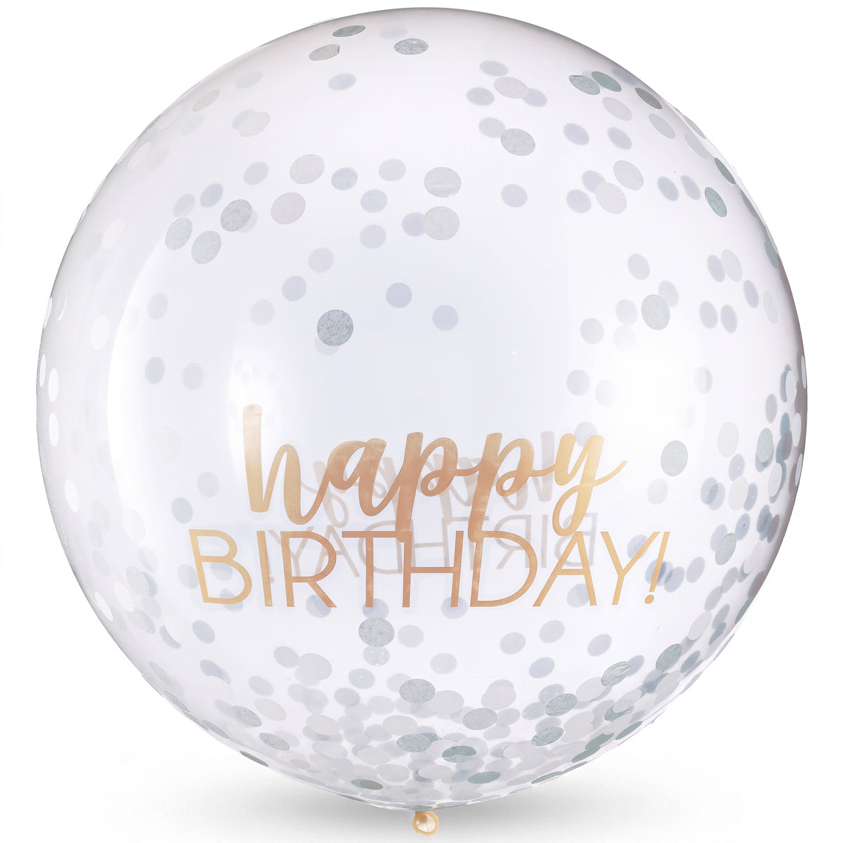 24" Gold & Silver Confetti Latex Balloon - "Happy Birthday"