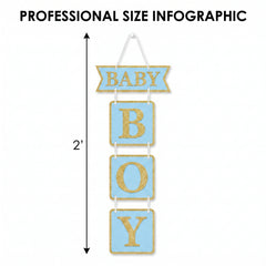 "Baby Boy" Glitter Hanging Sign Decoration for Baby Showers