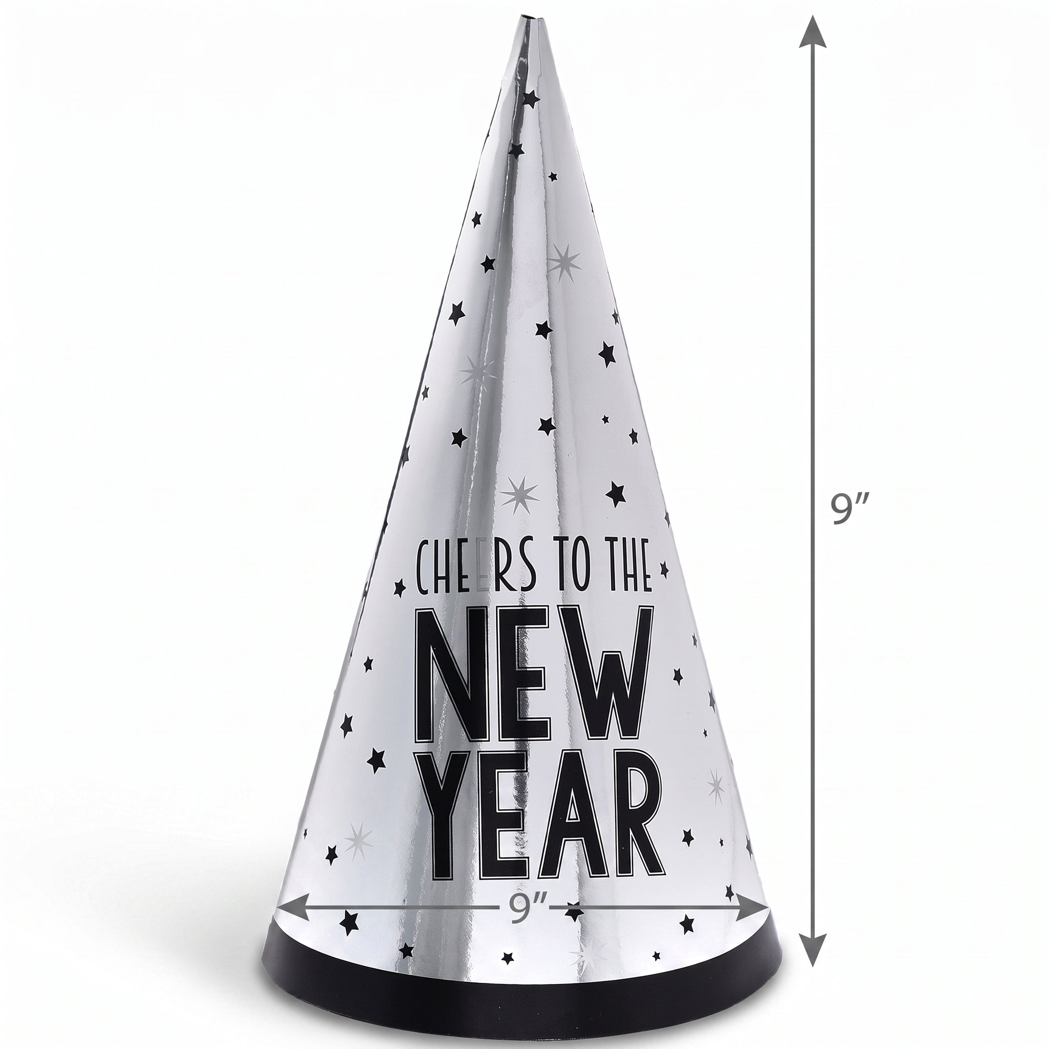 "Cheers To The New Year" Silver Party Cone Hat