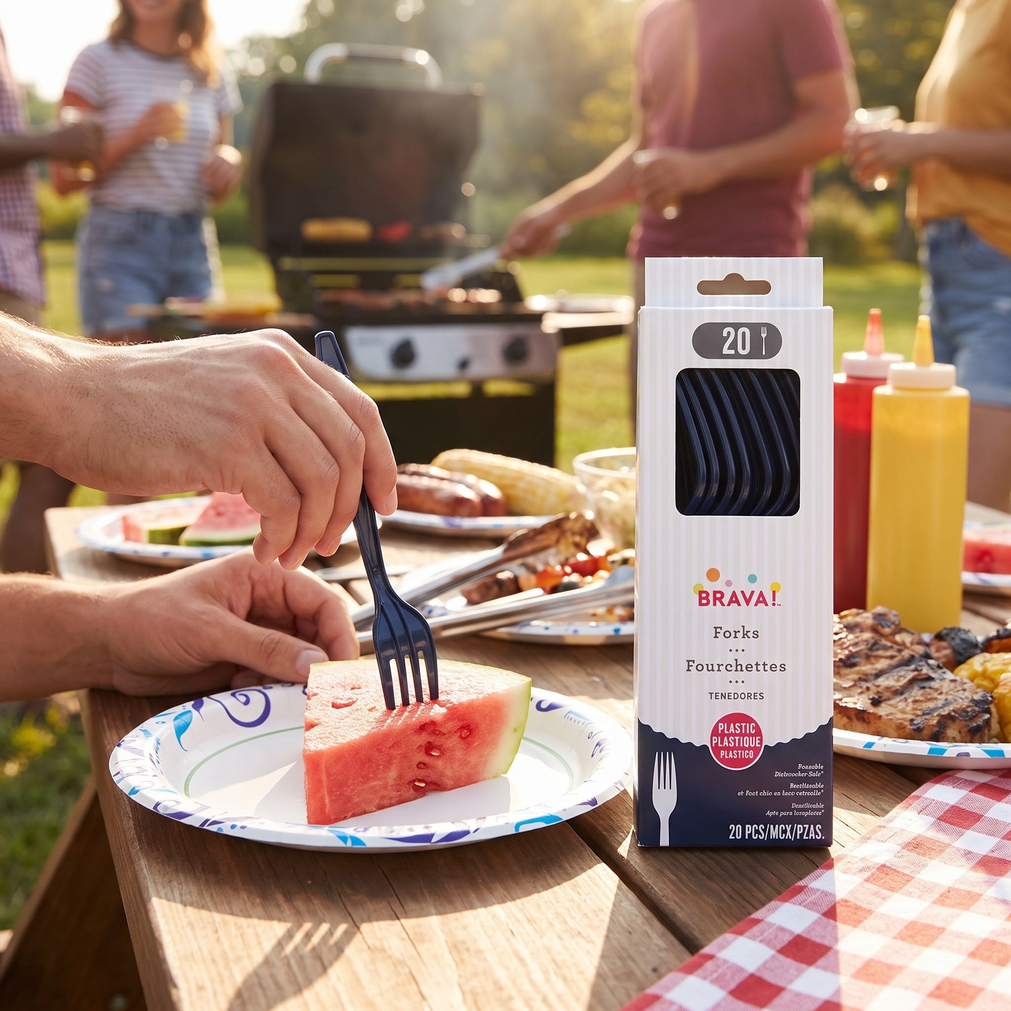 Navy Blue Plastic Forks - 7.5 In. | 20 Count