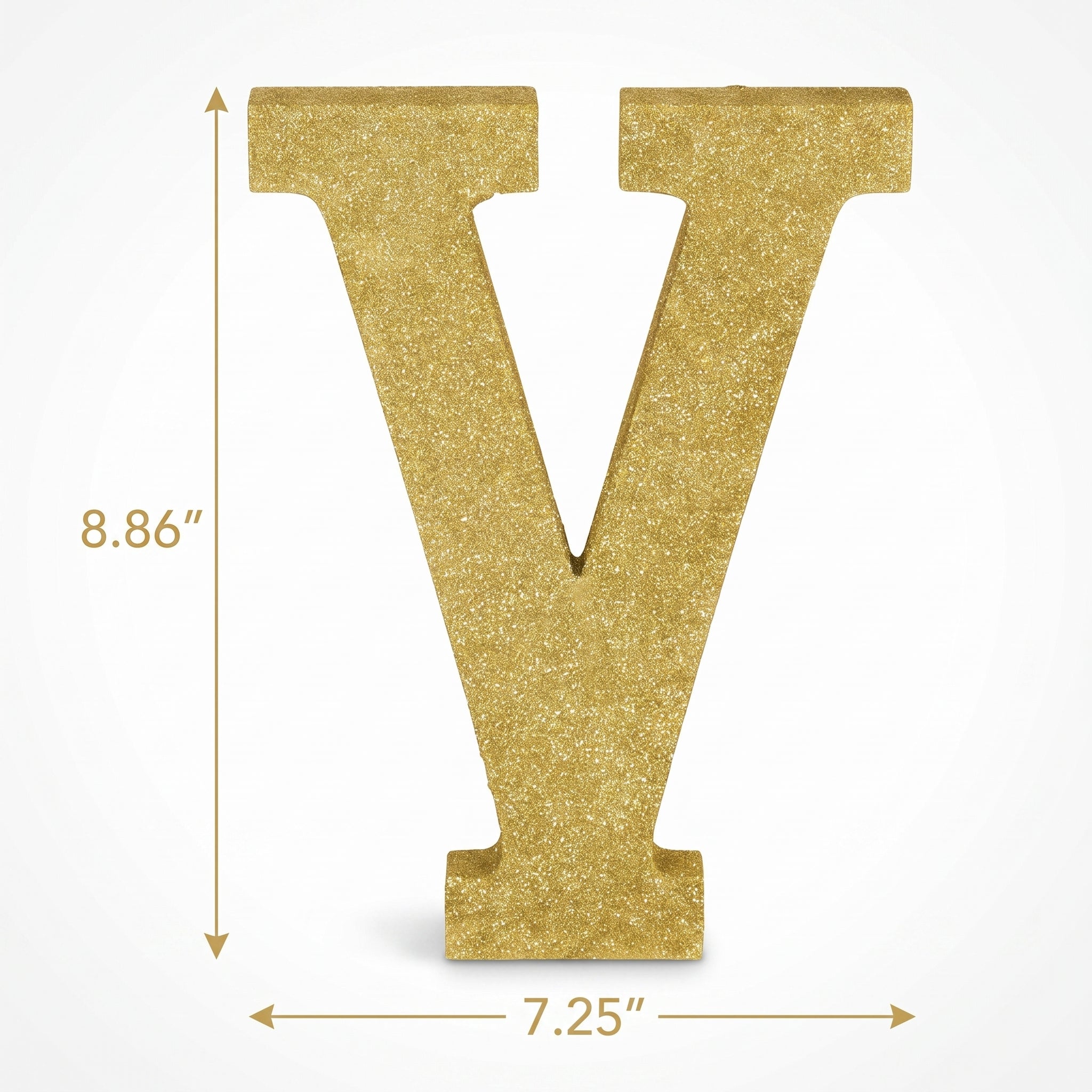 Glitter Gold Letter V Standing Block Sign - 4-Inch Party Decoration