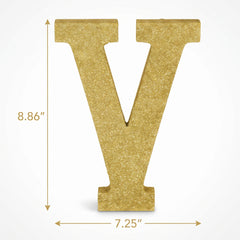 Glitter Gold Letter V Standing Block Sign - 4-Inch Party Decoration