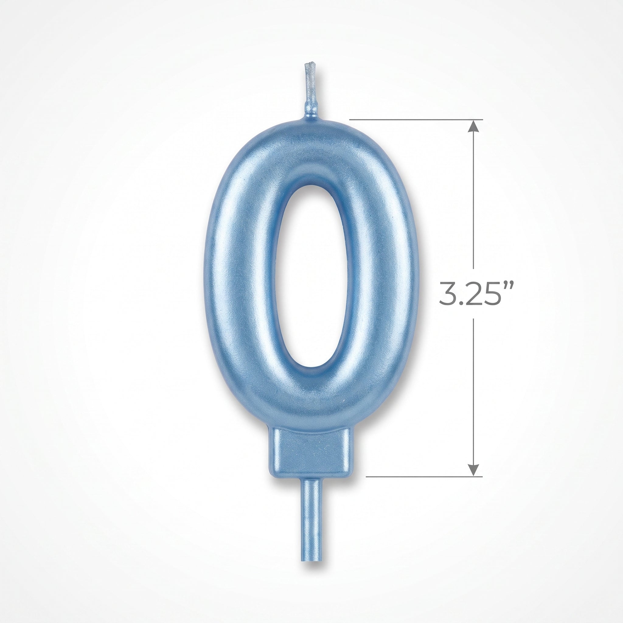 Metallic Blue Number 0 Birthday Candle