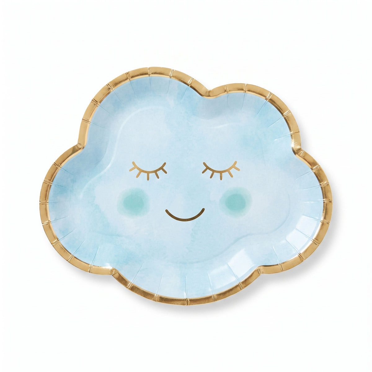 Oh Baby! Cloud-Shaped Metallic Plates - Blue & Gold, 8 Pack