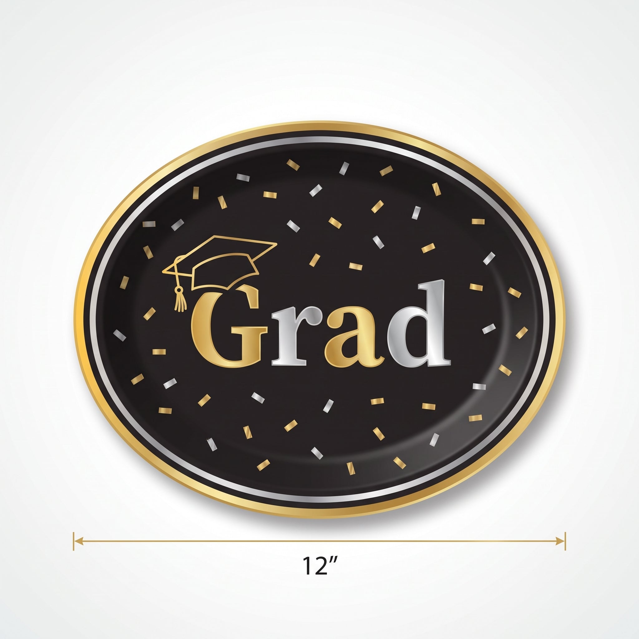 Graduation Celebration Oval Paper Plates, 12", 20 Pack
