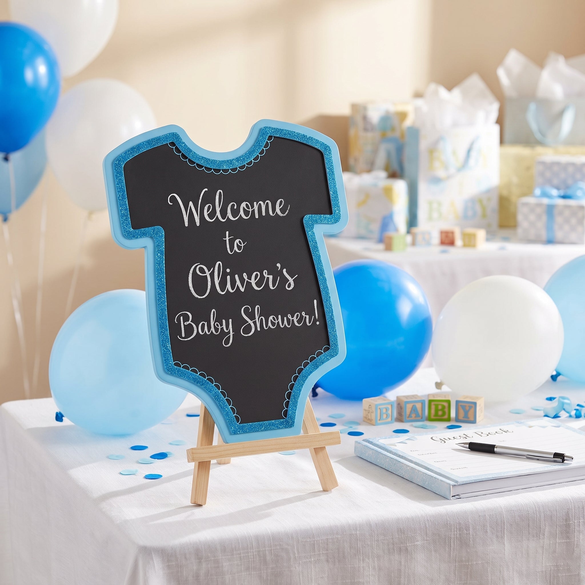 Baby Onesie Chalkboard Easel Sign for Baby Showers