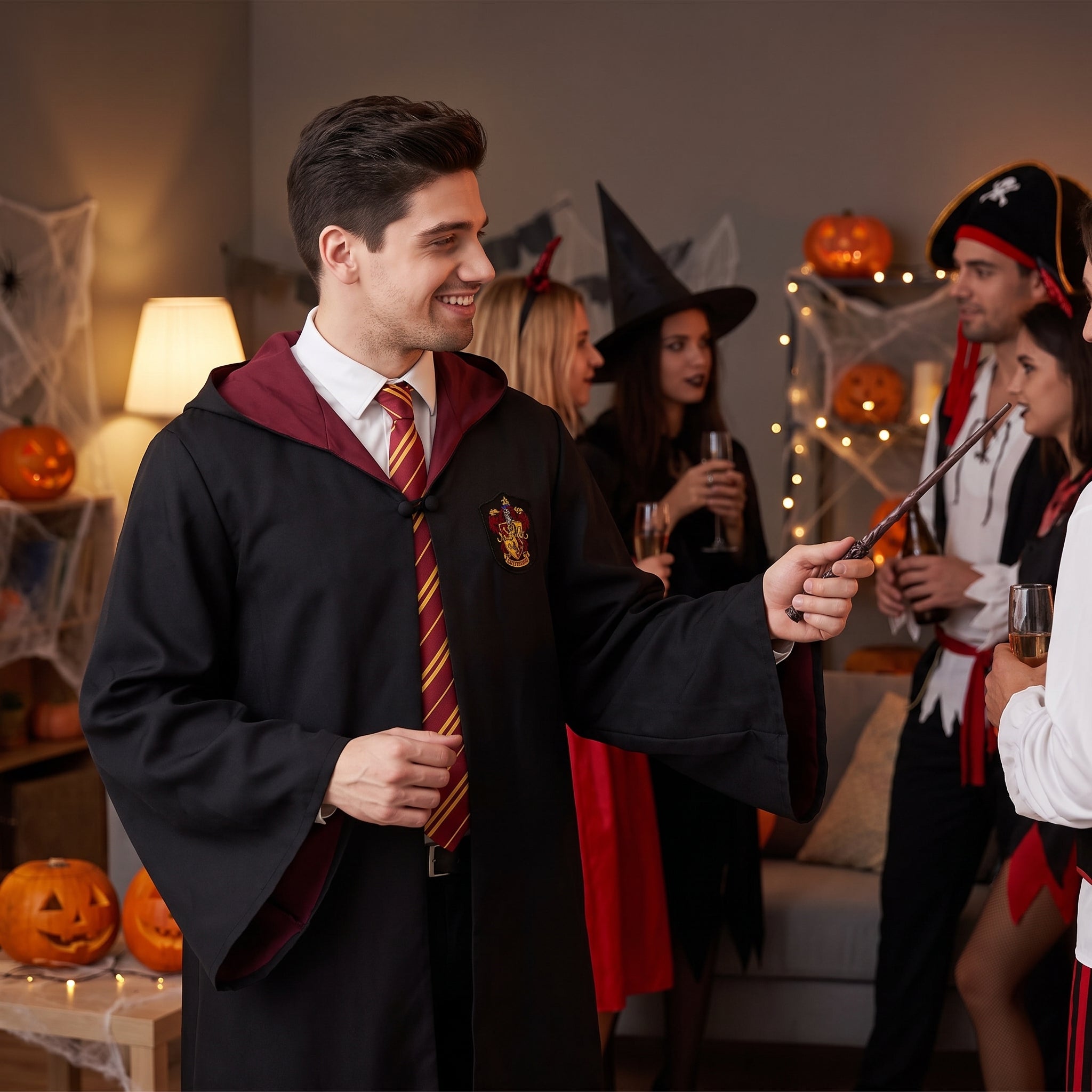 Adult Gryffindor Robe with Hood and Crest, Harry Potter Costume Accessory