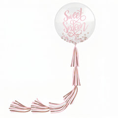 Sweet Sixteen Jumbo Latex Confetti Balloon with Tail - Pink/Rose Gold
