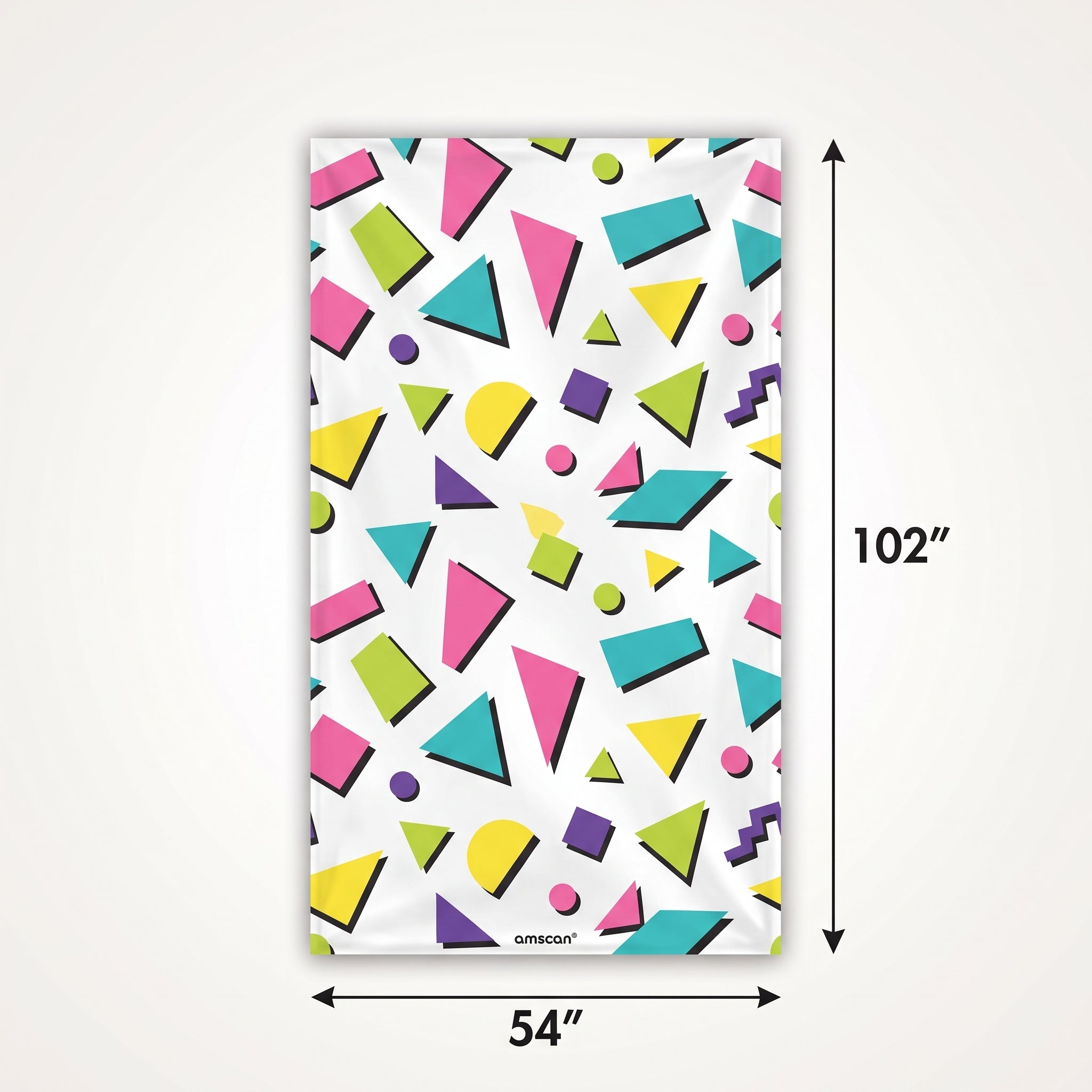 Awesome '80s Plastic Table Cover - Bold Memphis Design, 54x102-Inch