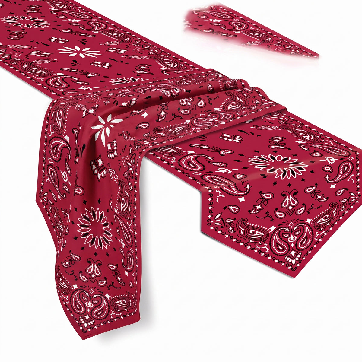 Western "Bandana" Fabric Table Runner, 14x72-Inch, Red