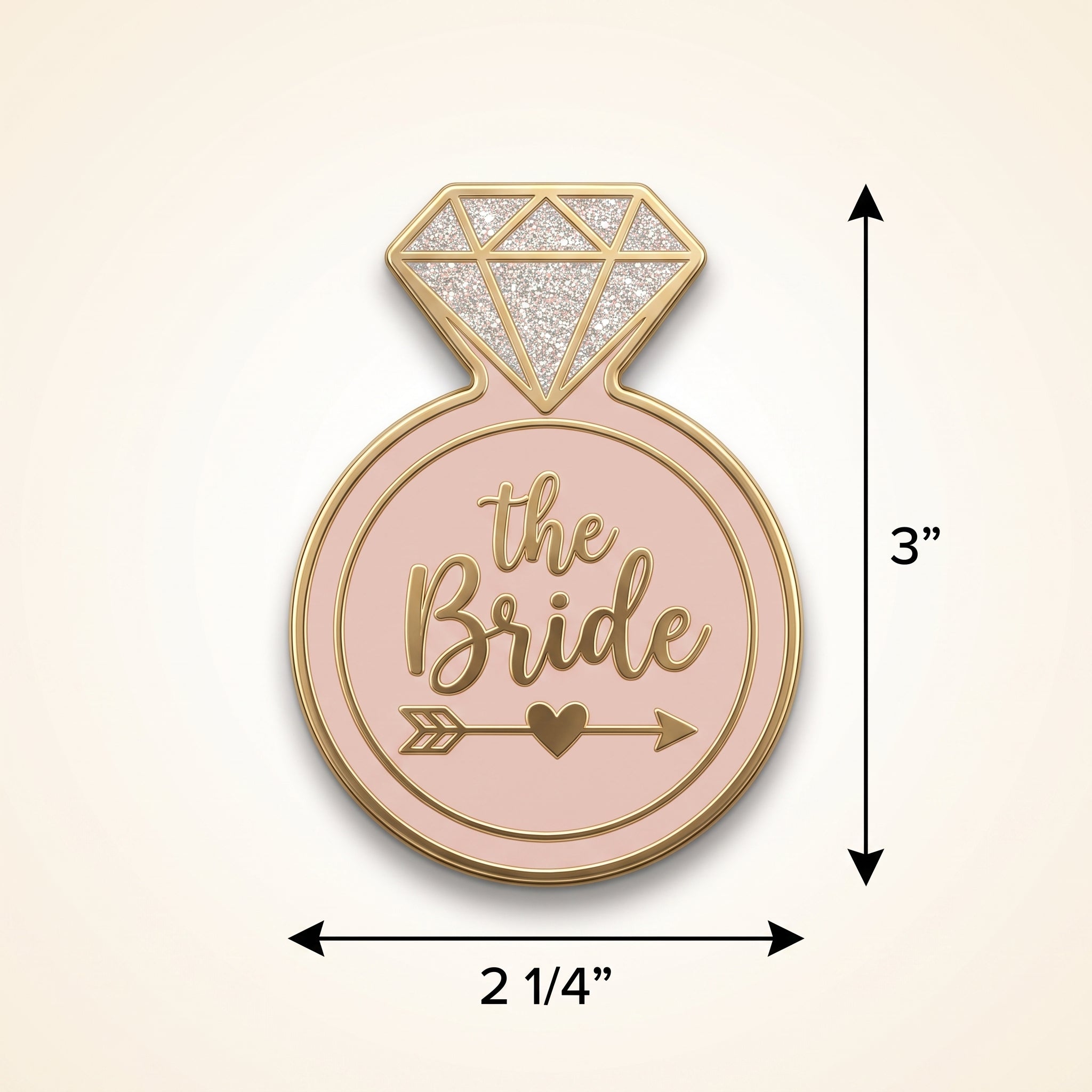 "The Bride" Diamond Ring Enamel Pin - Gold & Blush Glitter