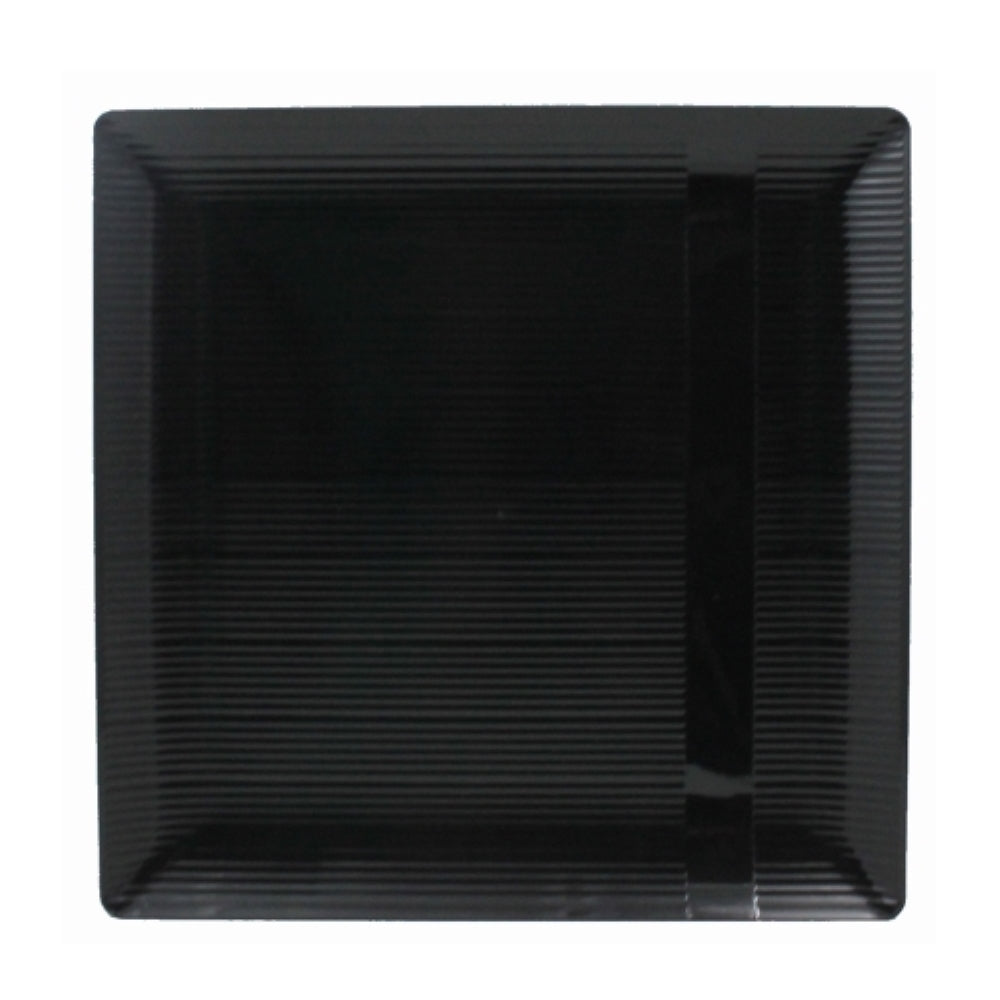 6.5 In. Zen Ridged Black Square Plastic Plates | 120 Count