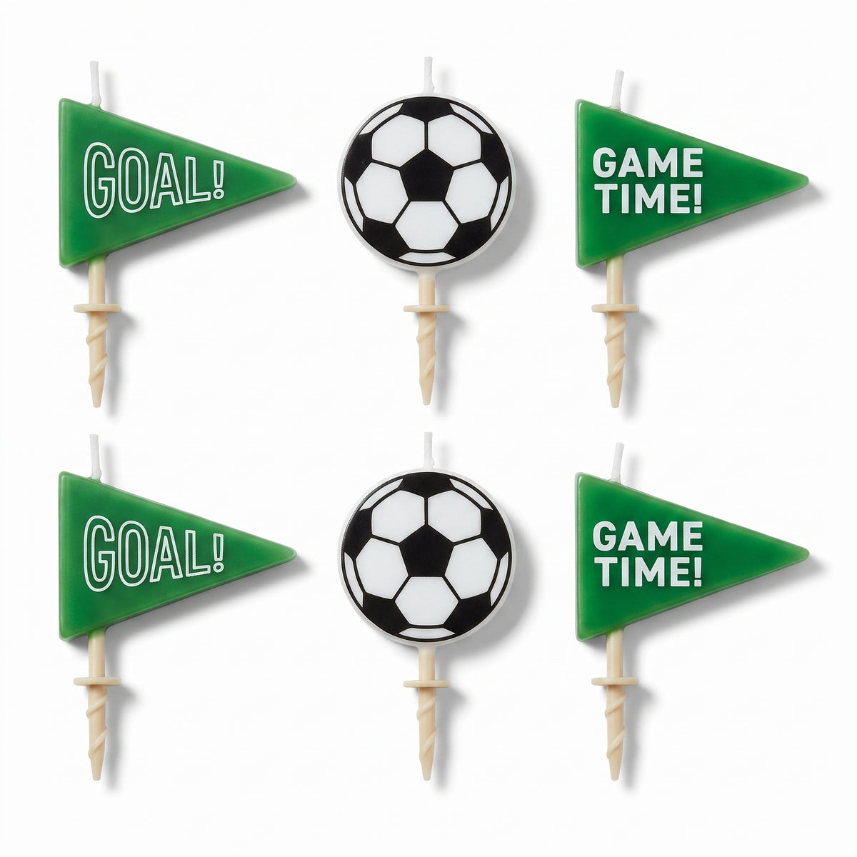 Goal Getter Soccer Birthday Candle Set, 3-Inch, 6-Pack