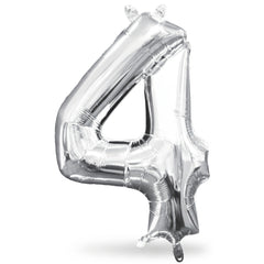 Silver Number 4 Foil Balloon