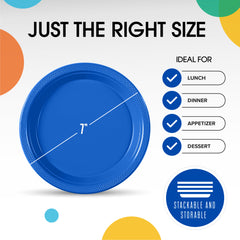Little Gym - 7 In. Dark Blue Plastic Plates | 100 Count