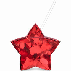 Red Patriotic Star Plastic Cup with Straw