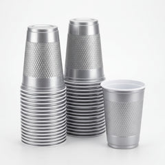 Metallic Silver Plastic Cups - 18oz, Pack of 20