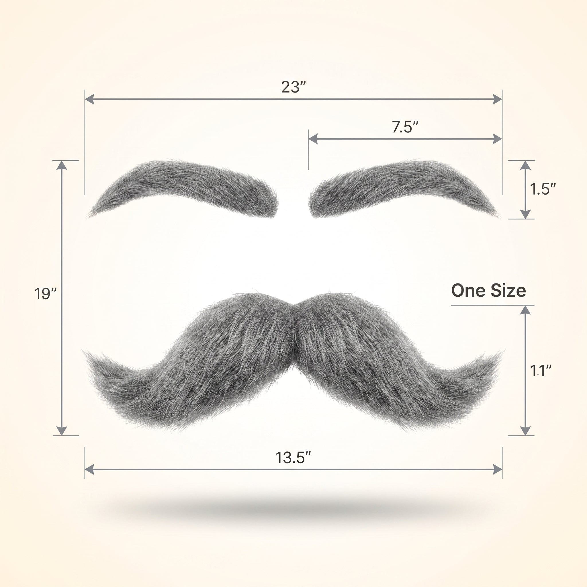 Grey Facial Hair Costume Set - Eyebrows & Moustache