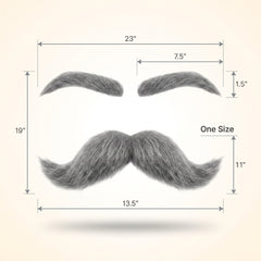Grey Facial Hair Costume Set - Eyebrows & Moustache