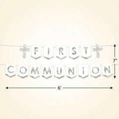 Elegant Silver First Communion Banner Set