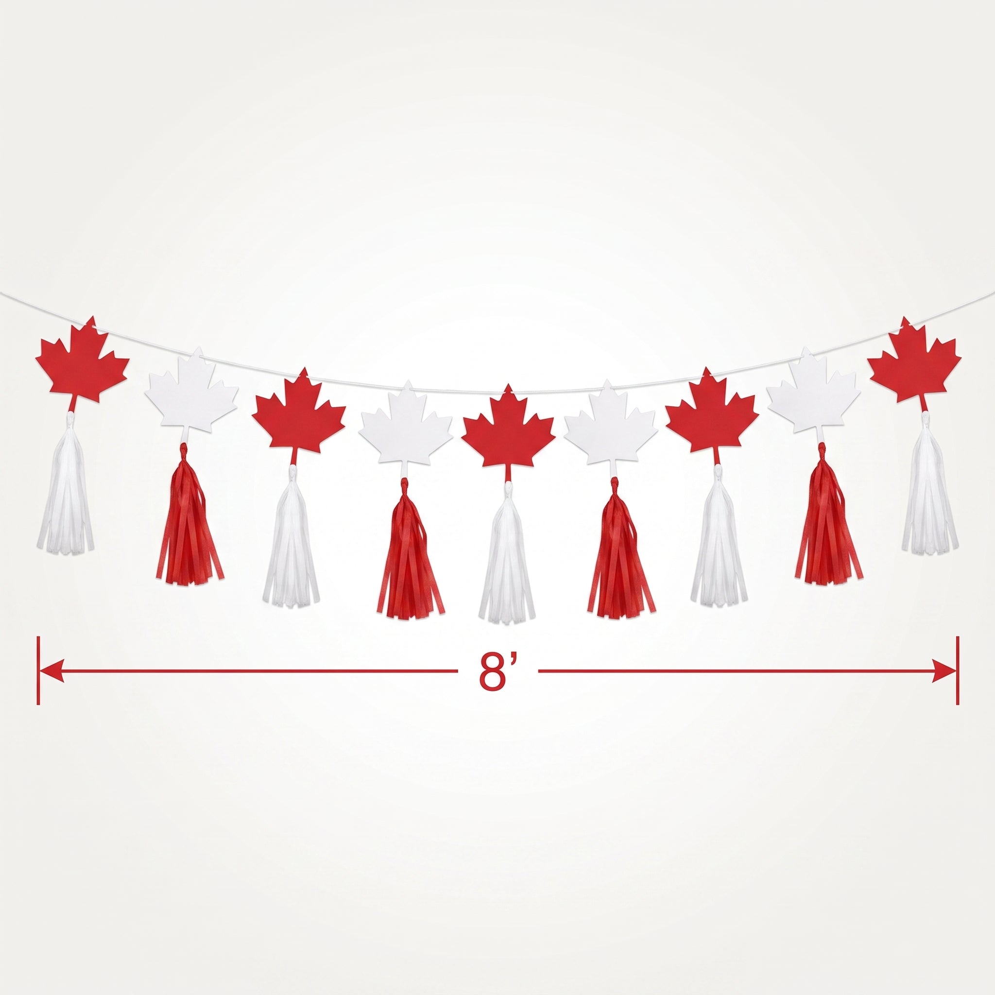 Canadian Maple Leaf Tassel Garland for Canada Day, 8ft