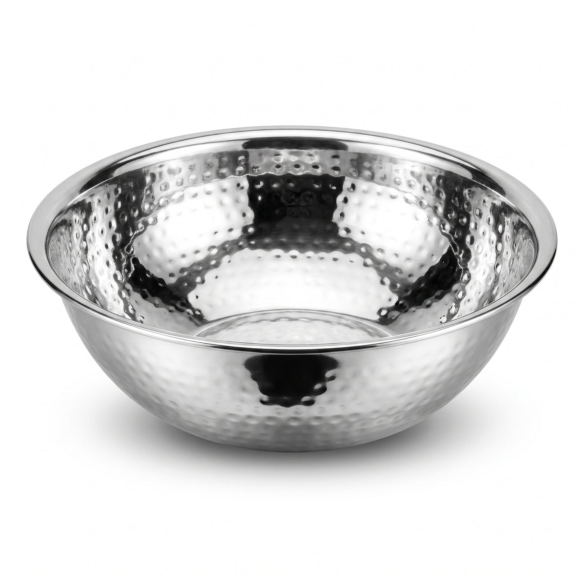 Elegant Silver Hammered Stainless Steel Bowl - 10.75"