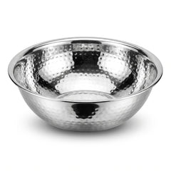 Elegant Silver Hammered Stainless Steel Bowl - 10.75"