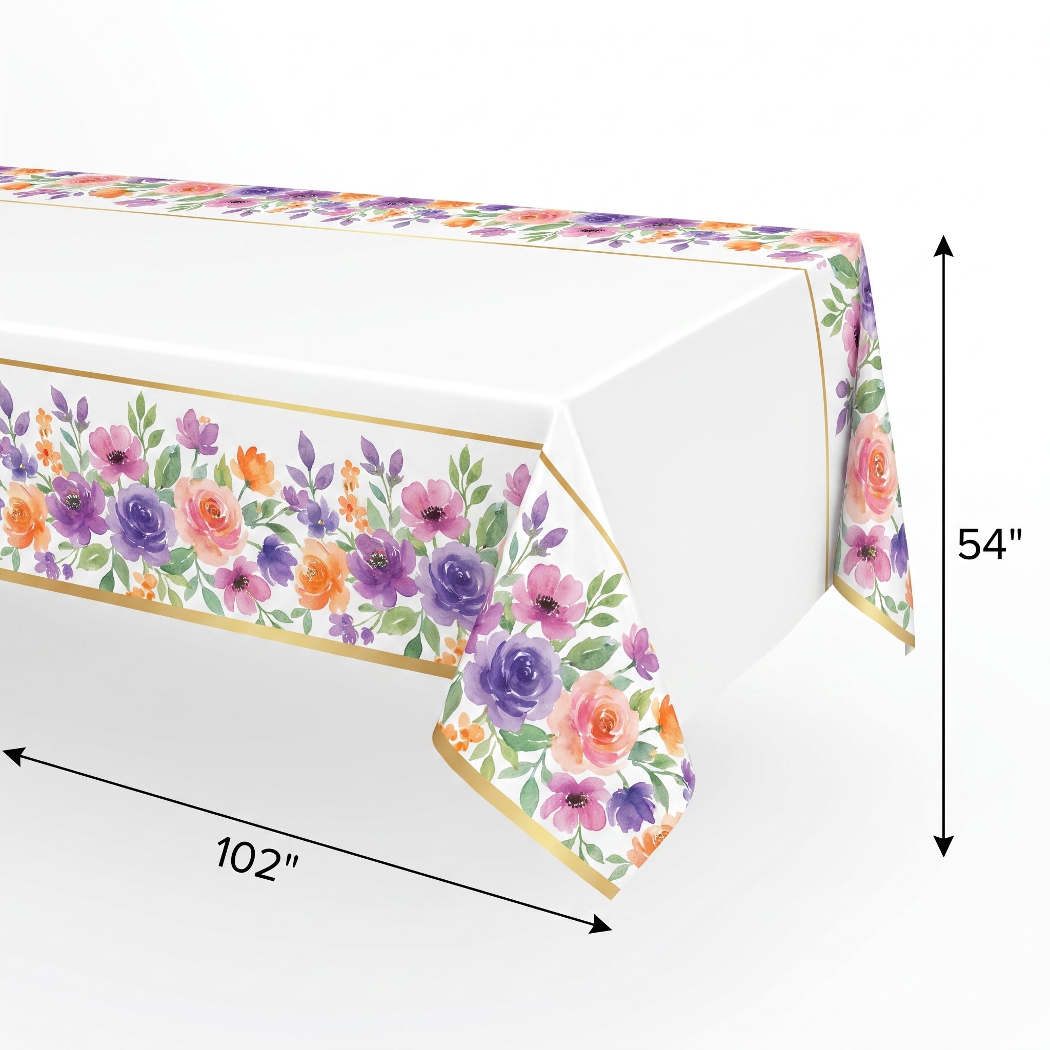 Romantic Floral Plastic Table Cover - 54"x84" for Weddings & Showers