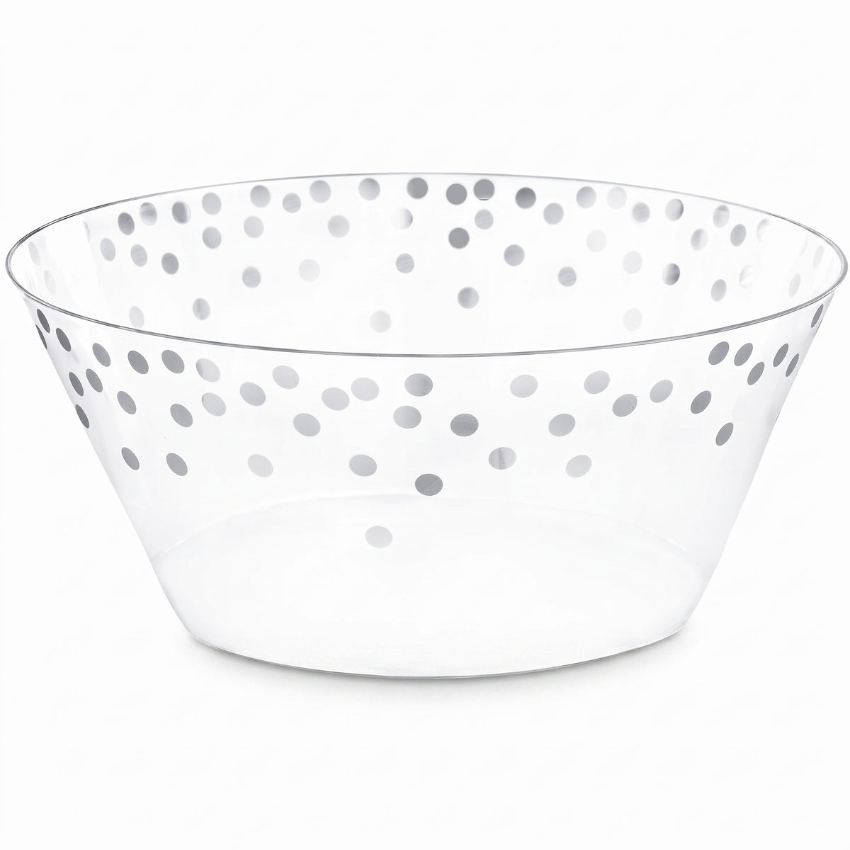Silver Polka Dot Large Plastic Serving Bowl - 116 Oz.