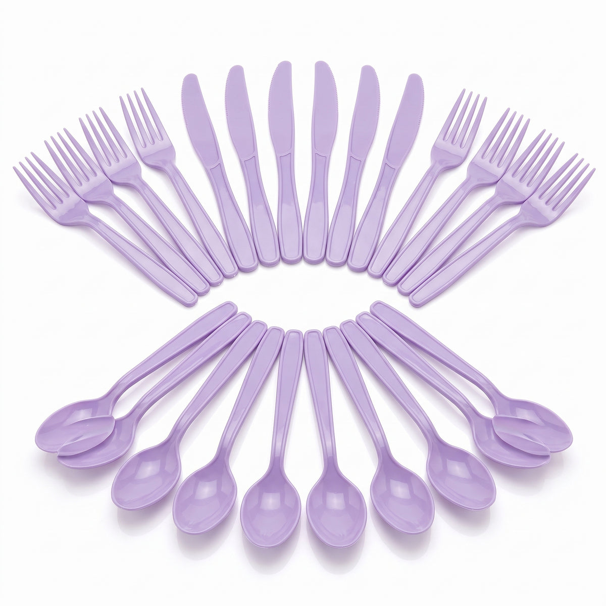 Lavender Assorted Plastic Cutlery Set - 24 Pieces - 7.5 in.