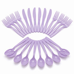 Lavender Assorted Plastic Cutlery Set - 24 Pieces - 7.5 in.