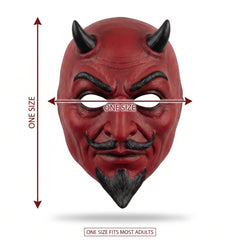 Devil Sculpted Full Mask with Horns - Red and Black Halloween Accessory