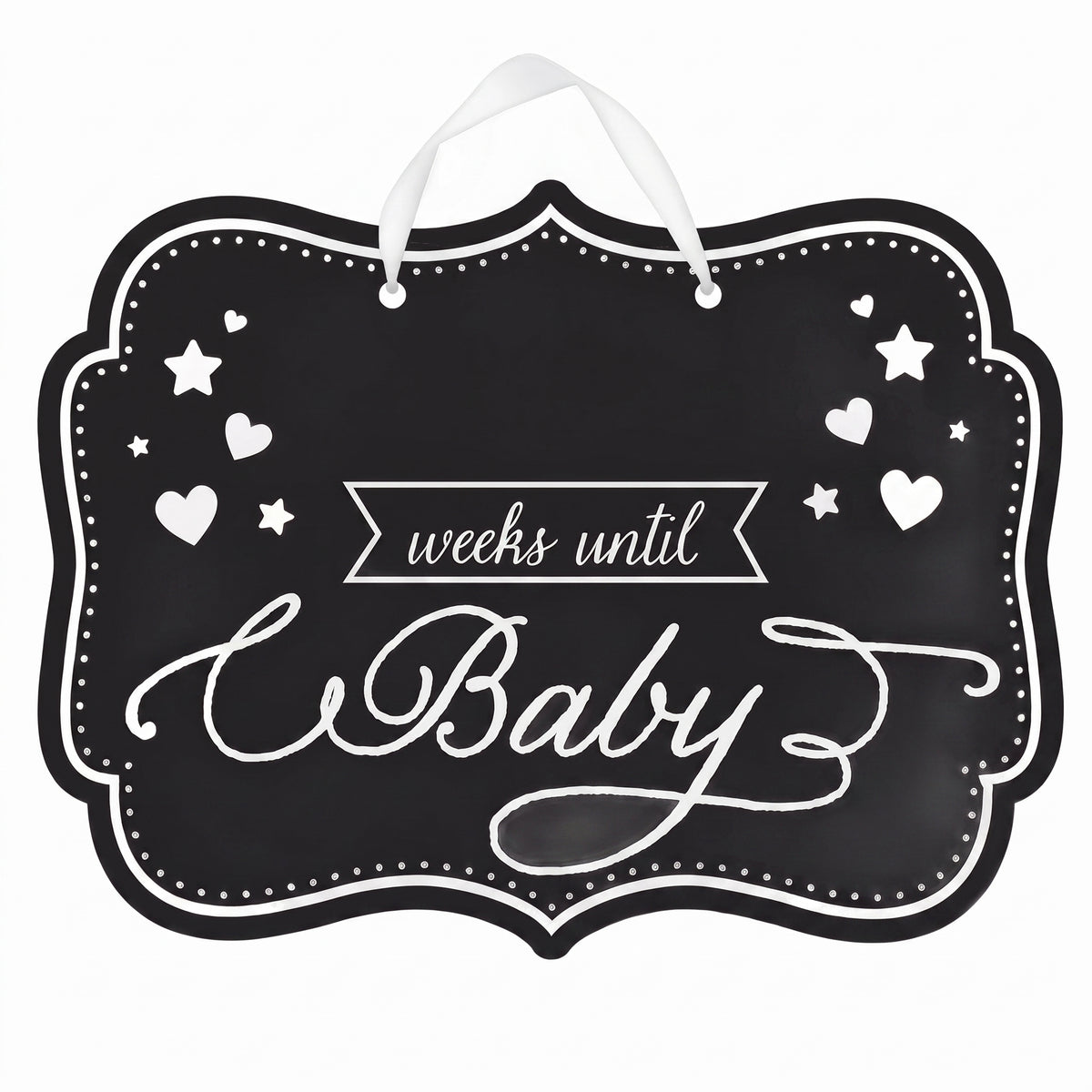 "Weeks Until Baby" Countdown Chalkboard Sign - Baby Shower Decoration