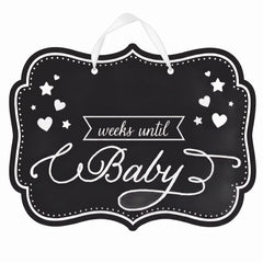 "Weeks Until Baby" Countdown Chalkboard Sign - Baby Shower Decoration