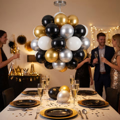 Elegant Sphere Balloon Chandelier Kit - Black, Gold, Silver & White